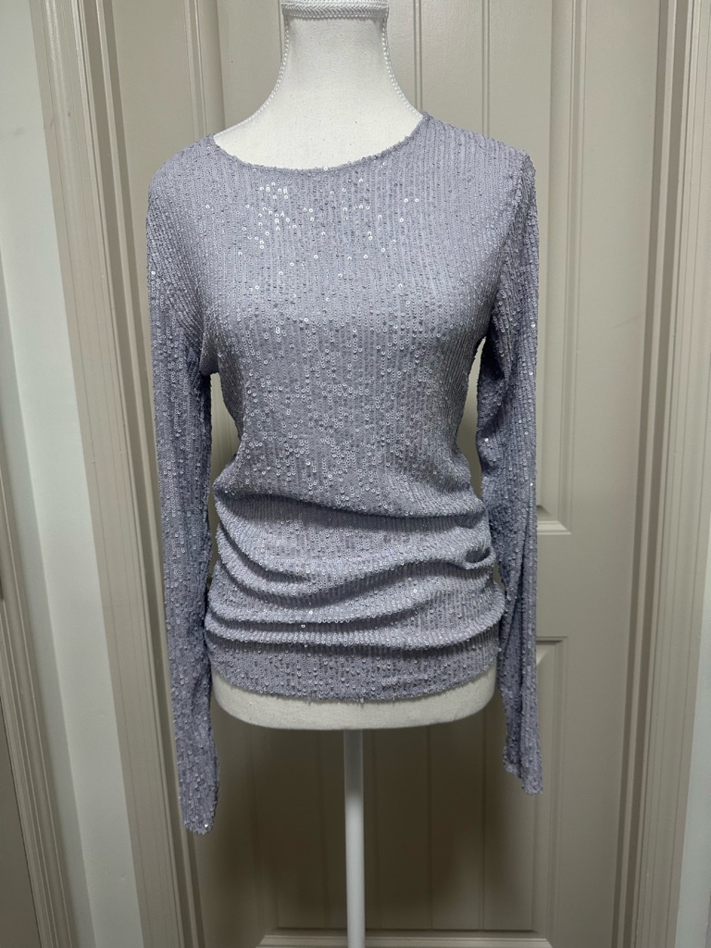 Free People Lavender Metallic Ribbed Knit Top